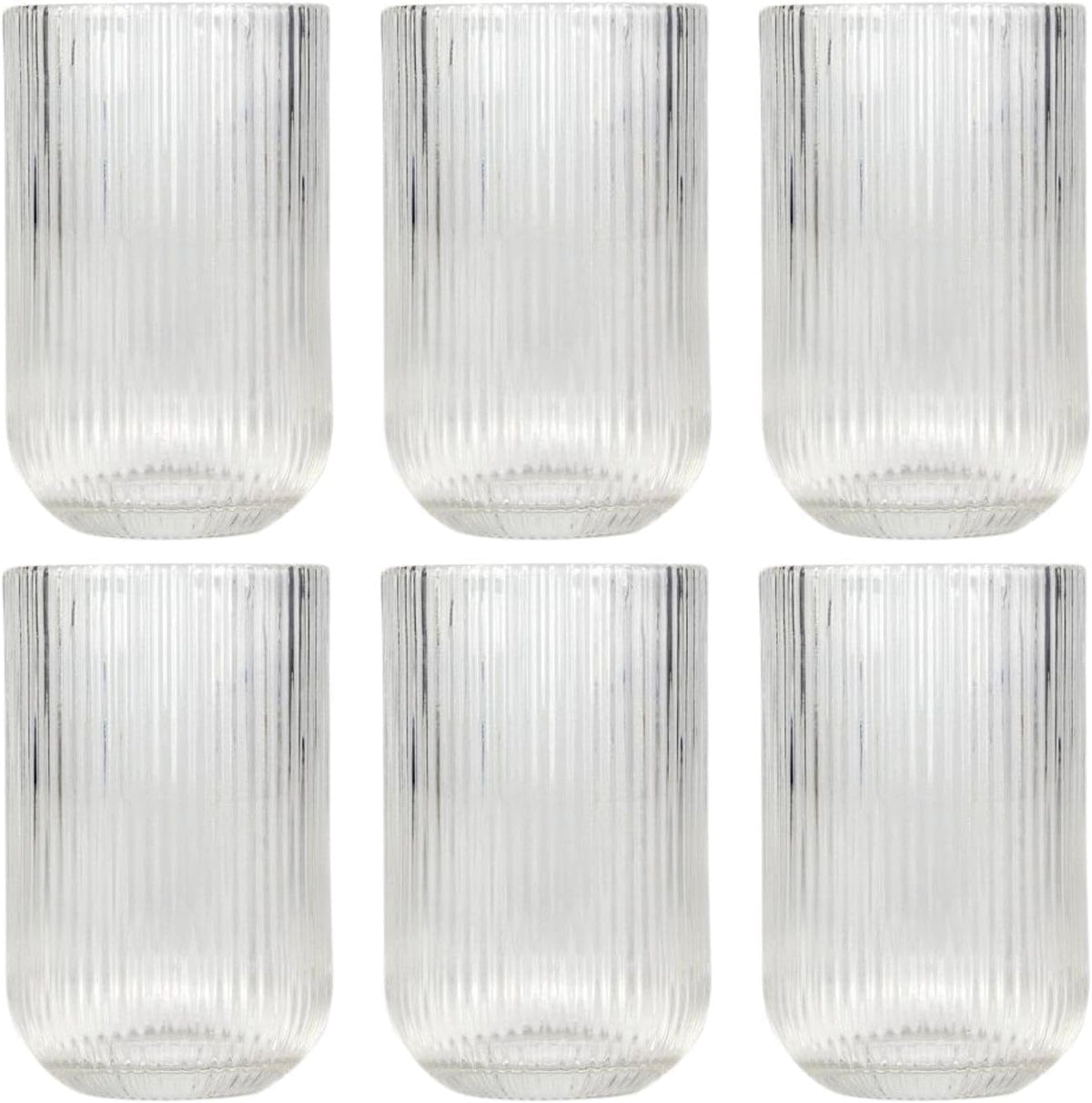 Jogo Copo Vidro 6 Unidades 420ML para Suco Água Refrigerante Drinks Servir Restaurante Bares Vidro Resistente Luxuoso Bebidas Favoritas Qualidade Resistencia e Durabilidade